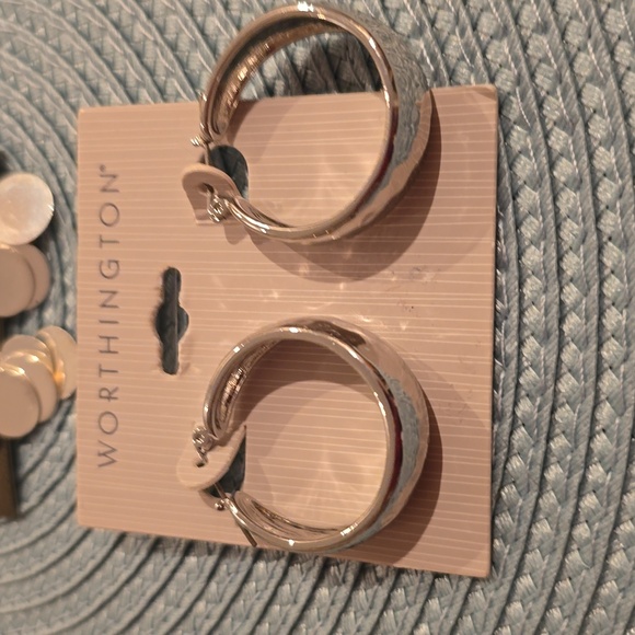 BOLD ELEMENTS & WORTHINGTON WOMEN'S FASHION JEWELRY SILVERTONE EARRINGS BUNDLE - Picture 2 of 9